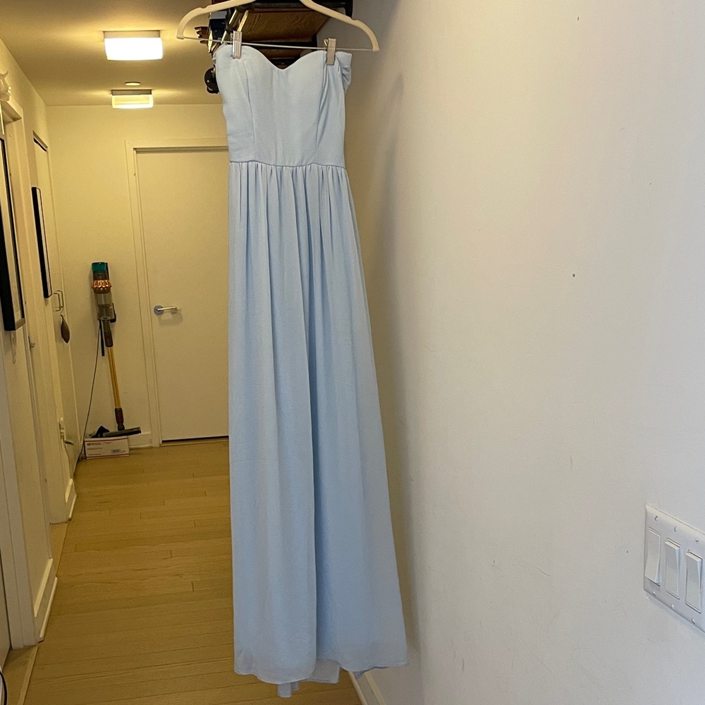 Lulu's Sky Blue Strapless Floor-Length Dress